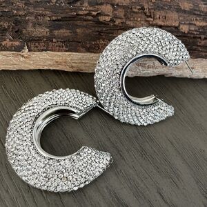 Silver Crystal Hoop Earrings